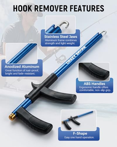 Fish Hook Remover Tool, Aluminum Fishing Hook Remover Extractor 13.6in - color: Blue