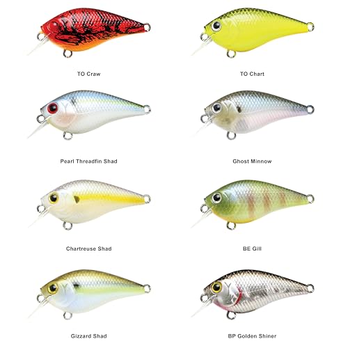 Lucky Craft LC 0.5 Squarebill Crankbait, Silent Fishing Lure for Bass Trout and Pike, Made in Japan, Freshwater Fishing Gear, Hard Bait Bass Lures - color: 250 Chartreuse Shad