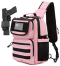 Tactical Sling Crossbody Bag Holster Shoulder Backpack 15L Water Bottle Holder Radio Pouch 6 Elastic Slots for Men Women Hiking Hunting Shooting - color: Pink