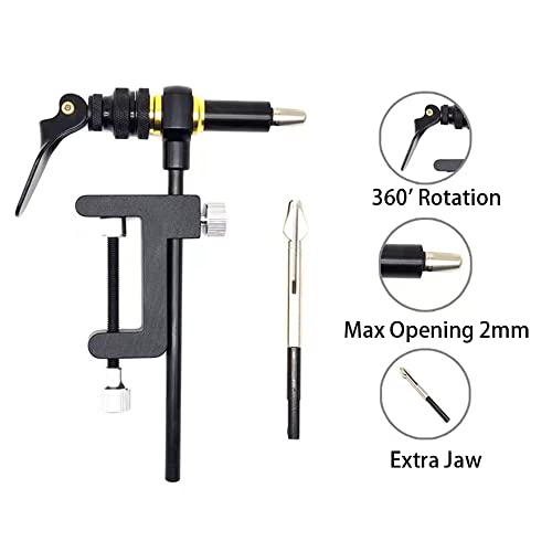 GREATFISHING 360° Rotation C-Clamp Fly Tying Vise Hardened Steel Jaws Jig Lure Making Tool Fly Tying Tool Kit