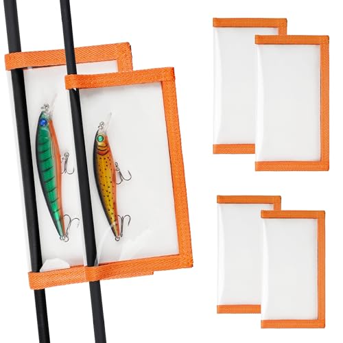 Fishing Lure Wraps, Fishing Hook Covers Durable Clear PVC Lure Covers Keeps Fishing Safe Easily See Lures Bait Storage Protector - color: Orange, size: 2pcs Large+2pcs Medium