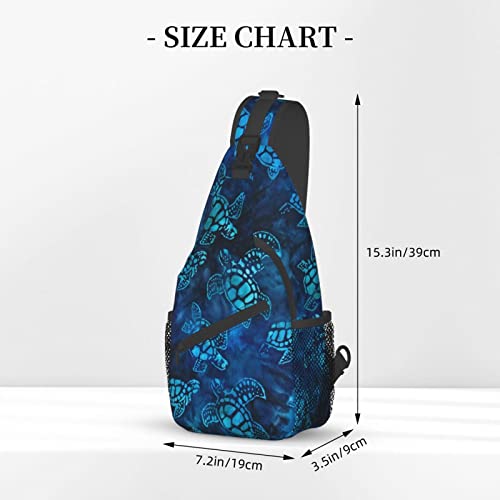 Sea Turtle Sling Bag Crossbody Backpack for Men Women Watercolor Blue Sea Turtle Nautical Coastal Sea Animal Underwater World Print Chest Bag Casual Shoulder Backpack Travel Hiking Daypack - color: Sea Turtle Blue