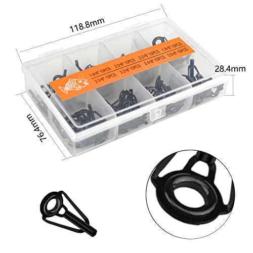WMYCONGCONG 80 PCS Fishing Rod Tip Repair Kit Fishing Rod Tips Kit Ceramic Rod Guides DIY Set 10 Sizes