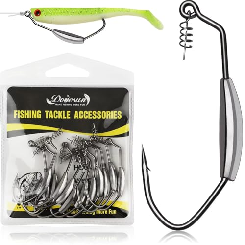 Dovesun 12PCS/44PCS Weighted Swimbait Hooks Weighted Fishing Hooks Saltwater Freshwater Worm Weedless Hooks for Bass Fishing 3/0 4/0 5/0 - color: Weighted Hooks, size: Size4/0-Weight1/5oz-12pcs