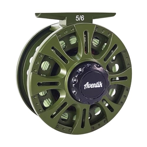 Aventik HVCE Graphite Fly Reel Center Drag System Classic III Graphite 3/4, 5/6, 7/8wt Large Arbor Freshwater Fly Fishing Reels - size: 5/6, style: With Line