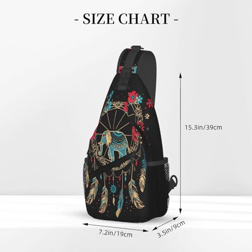 Dream Catcher With Elephant Sling Backpack Chest Bag Crossbody Shoulder Bag Gym Cycling Travel Hiking Daypack For Men Women - color: Dream Catcher With Elephant