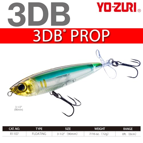 Yo-Zuri 3DB Prop Floating Lure, Prism Shad, 3 1/2-Inch - color: Prism Gold Black, size: 3-1/2"