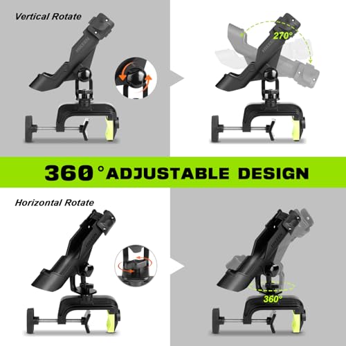Fishing Rod Holders for Boat, Upgraded Fishing Pole Holders with Enlarge Clamp for Most Rod, Adjustable Fishing Rod Rack Fit Round/Square Tubes - style: 2pack