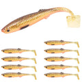 TRUSCEND Shadtale Easy Catch Soft Fishing Lures with BKK Hooks - Trembly Sinking and Vibrating Swim for More Bites, Pre-Rigged Swimbaits for Bass, Trout, Crappie, Walleye, Freshwater Saltwater Fishing - color: F2-3.35",0.2oz,10pcs
