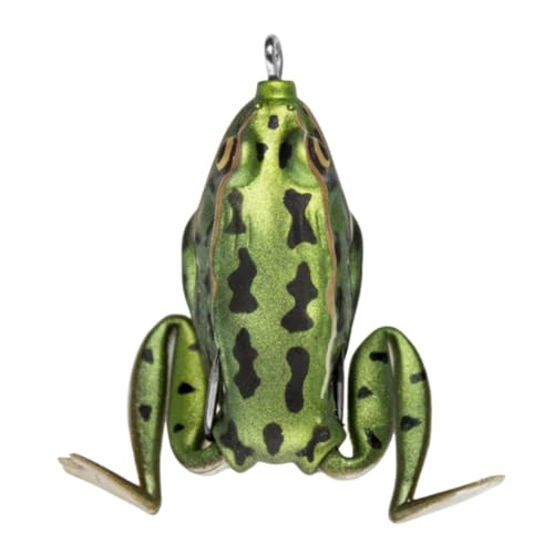 LUNKERHUNT Frog Lure for Bass Fishing | Pocket Frog Fishing Lure 1.75 Inch | Topwater Fishing Lures, Soft Hollow Body, Weedless Hooks for Trout, Pike in Saltwater and Fresh Water - style: Green Tea