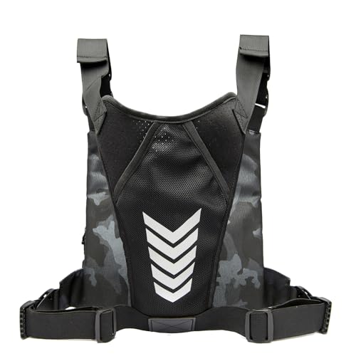 Criuage Outdoor Chest Bag for Men, Lightweight Adjustable Running Vest, Water Resistant EDC Chest Pack with Water Bottle Pocket, Breathable Back Pad for Hiking Cycling Fishing Travel (Camo) - color: Camo
