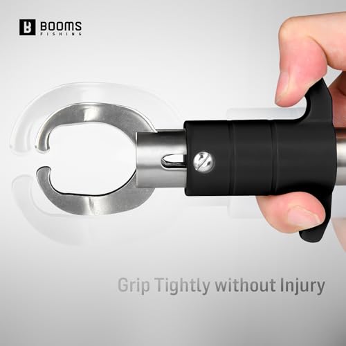 Booms Fishing Fish Gripper with Scale, Rotating Lip Gripper, G11 | 2-in-1 Gripper and Scale, One-Hand Use, Rotating Handle, 52 lb Weight Reference, for Saltwater and Freshwater Fishing