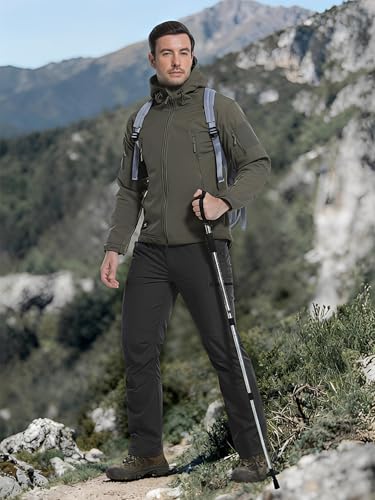 Men's Hiking Cargo Pants Waterproof Lightweight Quick Dry Outdoor Work Fishing Mountain Travel Stretch Pants - color: Black, size: 30