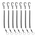 Fishing Lanyards, 7PCS Retractable Steel Wire Coiled Lanyard Safety Fishing Tool Ropes Accessories with Buckle Clip and Split Ring for Pliers Lip Grips Tackle, Boating, Kayak - color: Black