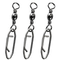 Atibin Saltwater Freshwater Snap Swivels Stainless Heavy Steel Fishing Clips Swivel Barrel Clip Fishing Snaps Rolling Speed Change Black Nickel - size: Size 5+M (57lb) 50 pcs