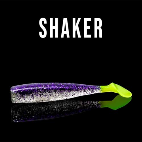Lunker City Fishing Shaker 6" Swimbait Soft Plastic Bass Lure with Tail Swimming and Wobbling Action Swim Bait, 4 Per Bag, Made in The USA - color: Arkansas Shiner