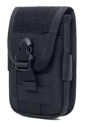 MOLLE EDC Waist Tool Pouch with Key Ring for Fishing,Camping,Hiking | Soft fleece lining protects,4 card slots,cash pocket, pen holder,Adjustable strap holds phone firmly - color: Black