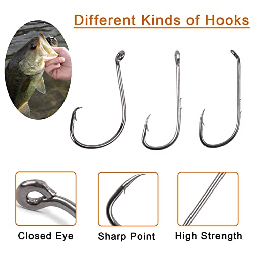 Fishing Bobbers Tackle Kit, 205pcs Basic Tackle Box Fishing Accessories Included Fish Hooks, Bobbers, Weights Sinkers, Swivel Snaps, Fishing Equipment Starter Kit for Trout Catfish Panfish