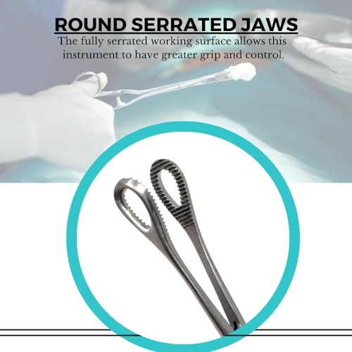 Foerster Sponge Forceps Straight + Curved Serrated Loop Jaws Holding Instruments Body Piercing Locking Clamps, Stainless Steel (7" - Straight) - style: 7" - Straight