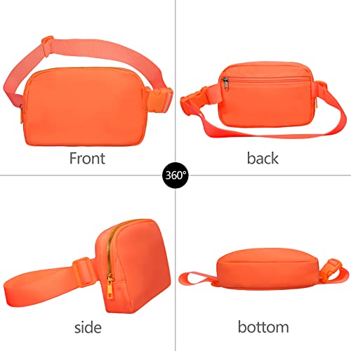 VOROLO Fanny Pack For Women And Men Crossbody Bag Belt Bag | Adjustable Strap Graduation Gifts Lightweight Travel Running - color: Black+Orange-1