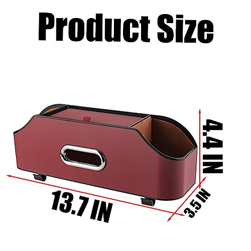 AUCELI Car Seat Back Organizer with Cup Holder and Tissue Box, Headrest Hanging Storage Box with Hooks and Phone Holder, Multi-Function Travel Tray for Kids, Road Trip Car Accessories - color: Red