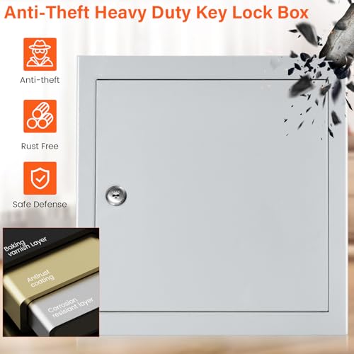 Nebakne 100 Keys White Key Cabinet, Anti-Theft Key Lock Box with Key Tags, Adjustable Key Organizer Wall Safe for Car Office House Garage Rental Business - color: White, size: 100 Key Hook