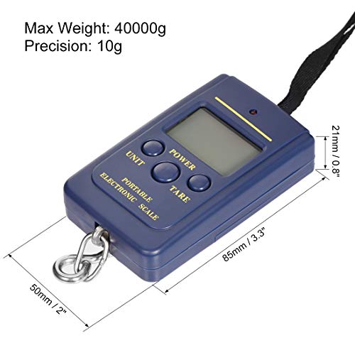 uxcell Electronic Digital Handle Spring Scale 40000g/10g ABS Portable Handheld Hanging Balance Weight for Fishing Kitchen Home Blue