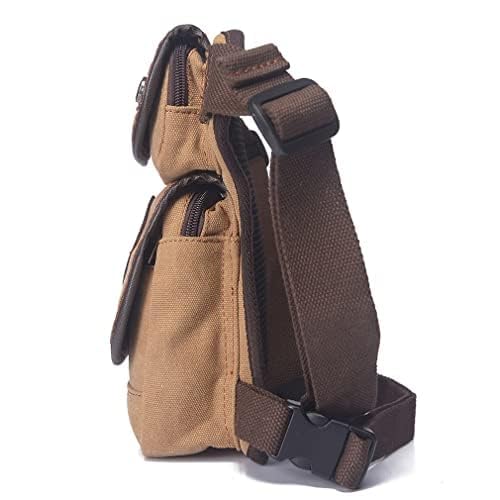 Canvas Waist Pack Drop Leg Bag for Men, Khaki | Tactical, Hiking Travel, Outdoor Climbing, Motorcycle Bike Rider Cycling - color: Khaki