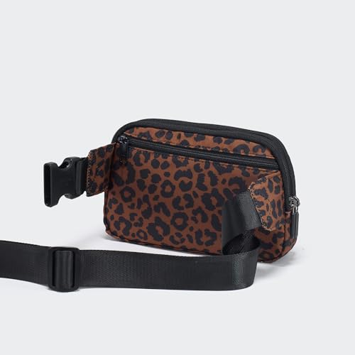 Pander Everywhere Belt Bag for Women, 5 Zipper Pockets Nylon Crossbody Fanny Pack Purse (Midnight Leopard) - color: Midnight Leopard