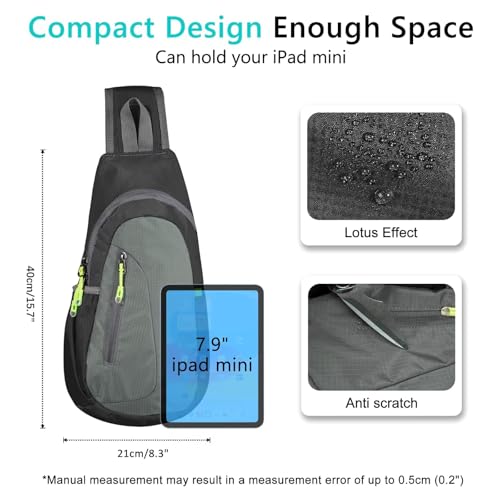 TITECOUGO Small Sling Bag, Lightweight Crossbody Backpack for Men Women, Shoulder Bag for Sports and Outdoor - color: Black/Dark Grey