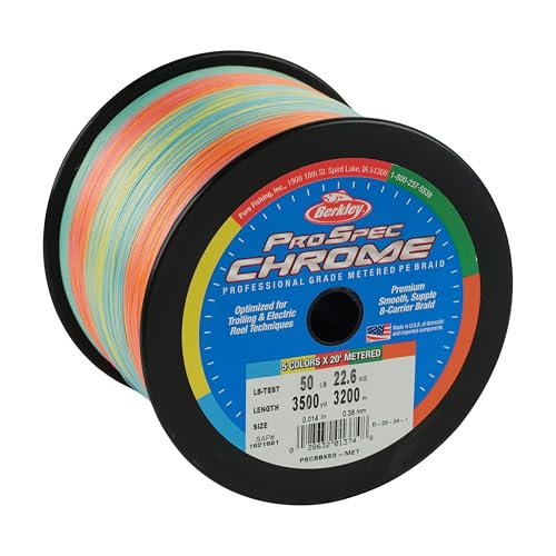 Berkley ProSpec Chrome Braid Fishing Line, Suitable for Saltwater Environments - color: 5-Color Metered, size: 30lb - 3500yd