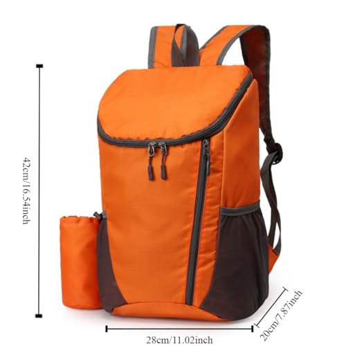 Portable Foldable Backpack Folding Mountaineering Bag, Ultralight Outdoor Cycling Rucksack, Travel Hiking Knapsack (Orange) - color: Orange