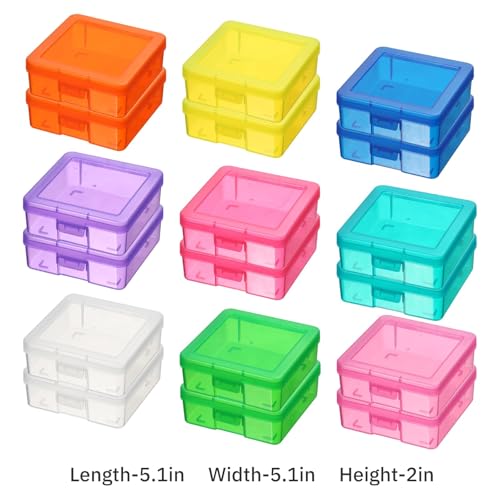 novelinks Plastic Small Storage Containers with Lids for Organizing | 18 Pack, Small Color, Task Boxes for Special Education, Board Game Storage Containers, Balloon Storage Organizer, Mini Box - color: 18 Pack Small -Color