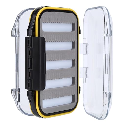 Double-Sided Fly Fishing Lure Box - Water proof Fly & Jig Storage Case with Clear Lid, Compact Design for Dry/Wet Flying(Jag Shape)