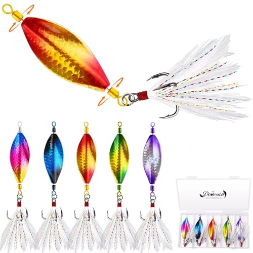 Dovesun 6 pcs Fishing Jigging Spoon Lures for Freshwater Saltwater Casting Spoon with Treble Hook Jig Swivel Hard Metal Spinner Baits for Bass Trout Pike Salmon 1/5oz 1/4oz 3/8oz 1/2oz - color: Size: 5pcs-5G