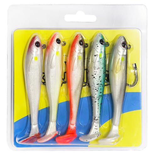 Kmucutie Pre-Rigged Soft Fishing Lures，All-Conditions Paddle Tail Swimbaits for bass and Walleye，Fishing Bait for Freshwater Saltwater - size: 2.7 INCH--0.23 OZ