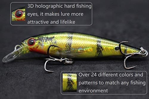 Minnow Crankbait for Bass Fishing Bass Lure Jerkbait Fishing Lures and Tackle Box - color: HM762KB