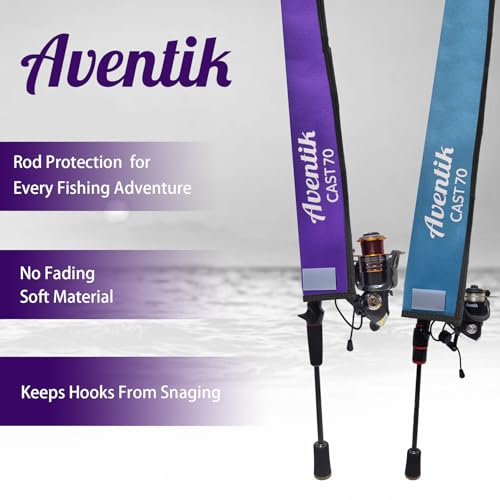 Aventik Lightproof Neoprene Rod Sleeve – Protective Fishing Rod Sock Cover with Hanging Loop & Adjustable Lanyard for Casting, Spinning & Trolling Rods - color: Black, size: Length: 60''/1.52m