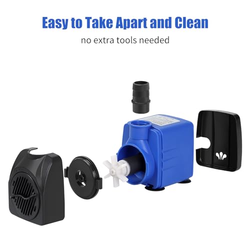 AQUANEAT Small Fountain Pump, 480 GPH Submersible Water Pump for Aquarium Fish Tank, Outdoor Water Fountain, Hydroponics, Pond Filter Pump - size: 480 GPH