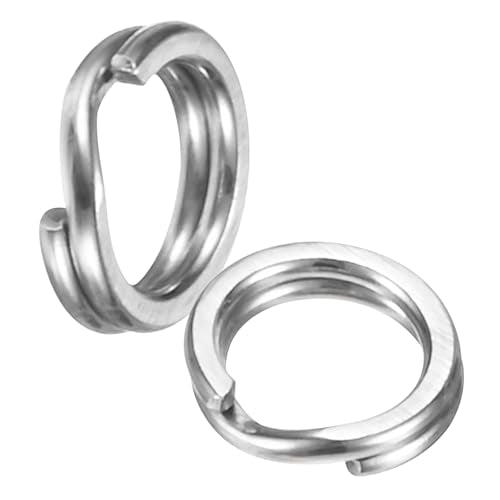 Split Rings Fishing [] - Stainless Steel Flattened Terminal Tackle Connector Lure Snap Split Ring Use for Freshwater Saltwater Loop - [] Tackle Hook Line Connector - size: 1# 11kg