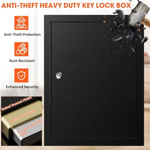 Nebakne 125 Position Key Cabinet Wall Mount with Anti-Theft Deposit Key Slot, Key Box Organizer with Key Hooks & 125 Tags Key Labels, Key Safe for Hotels & Office & Companies & Car Dealerships - color: Black, size: 125 Key Hook