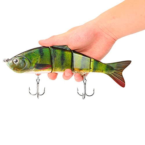 10in Multi Jointed Swimbait Fishing Lures Bait,4 Segment Big Giant Sinking Fishing Bass Lures,Crankbaits Swimbaits with Treble Hook - color: 10in,4.76oz-Color I