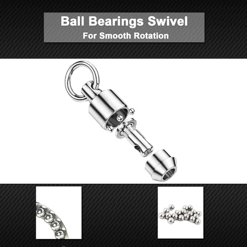 Atibin High Strength Fishing Swivel Steel Stainless Connector Swivel Snaps Saltwater Ball Bearing Split Rings Freshwater White Nickel 30lbs-156lbs - size: Size 0+0 (30lb) 25 pcs