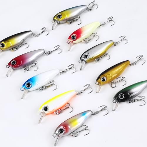 Fishing Lures Large Hard Bait Minnow VIB Lure with Treble Hook Life-Like Swimbait Fishing Bait Popper Crankbait Vibe Sinking Lure for Bass Trout Walleye Redfish - color: 10pcs 4.5cm/3.2g