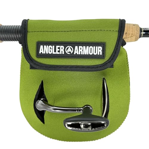 Angler Armour Spinning Reel Cover, Fishing Reel Cover, Neoprene Spinning Reel Case, Spinning Reel Sleeve, Spinning Reel Protective Pouch, Fits 1000, 2000, 3000, 3500 Series Reels (Green) - color: Olive Green