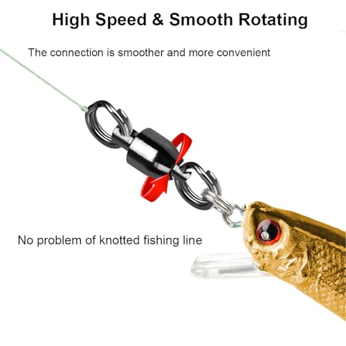 QISHUO Ball Rolling Bearing Swivel Saltwater High Strength Fishing Swivel Steel Bearing Connector Fishing Swivels Stainless Black Nickel 8lbs-135lbs - size: Size 0(8lb) 50 pcs