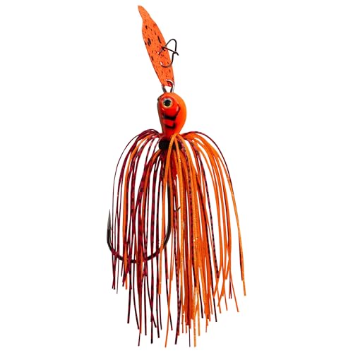 Strike King Thunder Cricket Fishing Lure, Vibrating Swim Jig, Silver Blade, 4/0 Jungle-Style Flipping Hook - color: Fire Craw, size: 3/8 oz