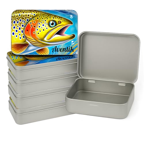 Aventik Fishing Tackle Tin Box Fish Tools Gift 3 Pack or 6 Pack Metal Storage Case for Fishing Hooks Lures Wet & Dry Flies Storage Tackle Organizer for Anglers and Outdoor Travel（6pc) - style: 6pc