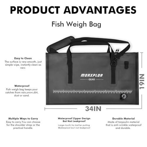 MORXPLOR Fish Bag Heavy Duty Tournament Fishing Weigh in Bag 26x23 19x34 inches - color: 34inch Black With Mesh Bag