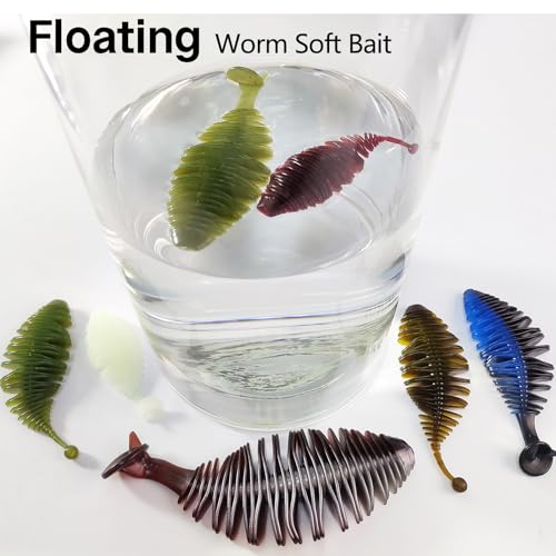 Eupheng 20PCS Soft Plastic Swimbait, Ribbed Plastic Baits with Tickle/Paddle Tail, Fishing Worms Bionic Soft Leech Fishing Minnow Bait for Bass, Pike, Trout, Walleye - color: Pumpkin Brown, size: 7cm(2.75inch)